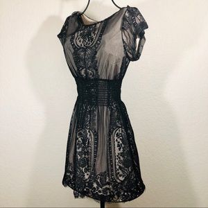 Black lace dress w/ nude liner